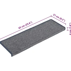 vidaXL Alfombrillas para escaleras 15 unidades 65x21x4 cm Borde rectangular Gris claro y azul Hot