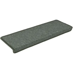 vidaXL Alfombrillas para escaleras 15 unidades 65x21x4 cm Borde rectangular Verde oscuro Sale