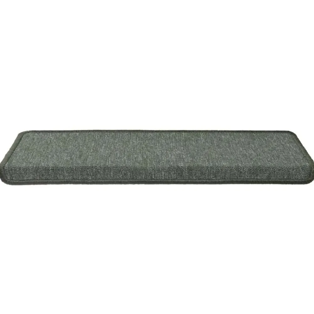 vidaXL Alfombrillas para escaleras 15 unidades 65x21x4 cm Borde rectangular Verde oscuro Sale