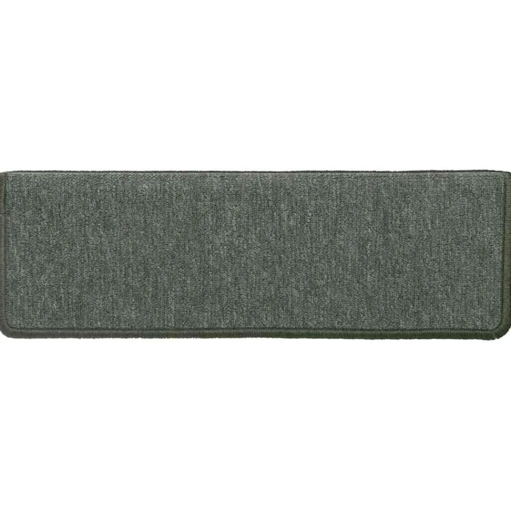 vidaXL Alfombrillas para escaleras 15 unidades 65x21x4 cm Borde rectangular Verde oscuro Sale