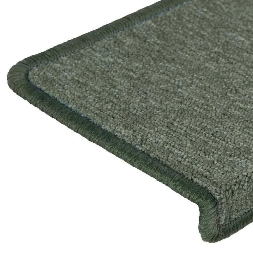vidaXL Alfombrillas para escaleras 15 unidades 65x21x4 cm Borde rectangular Verde oscuro Sale