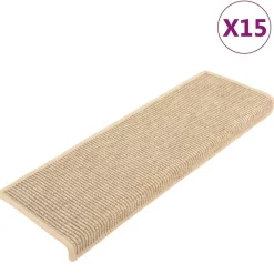 vidaXL Productos Del Hogar-Alfombrillas para escaleras 15 unidades 65x21x4 cm Borde rectangular