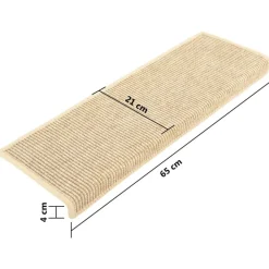 vidaXL Productos Del Hogar-Alfombrillas para escaleras 15 unidades 65x21x4 cm Borde rectangular