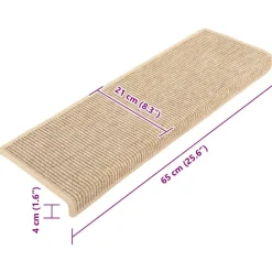 vidaXL Productos Del Hogar-Alfombrillas para escaleras 15 unidades 65x21x4 cm Borde rectangular