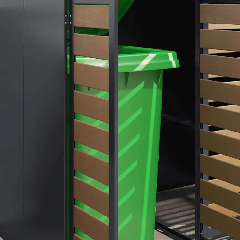vidaXL Productos Del Hogar-Almacenamiento de cubos Wheelie para 3 cubos Antracita Acero