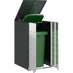 vidaXL Almacenamiento de Contenedor Rodante con Tapa Abatible a Gas para Contenedor de 240L