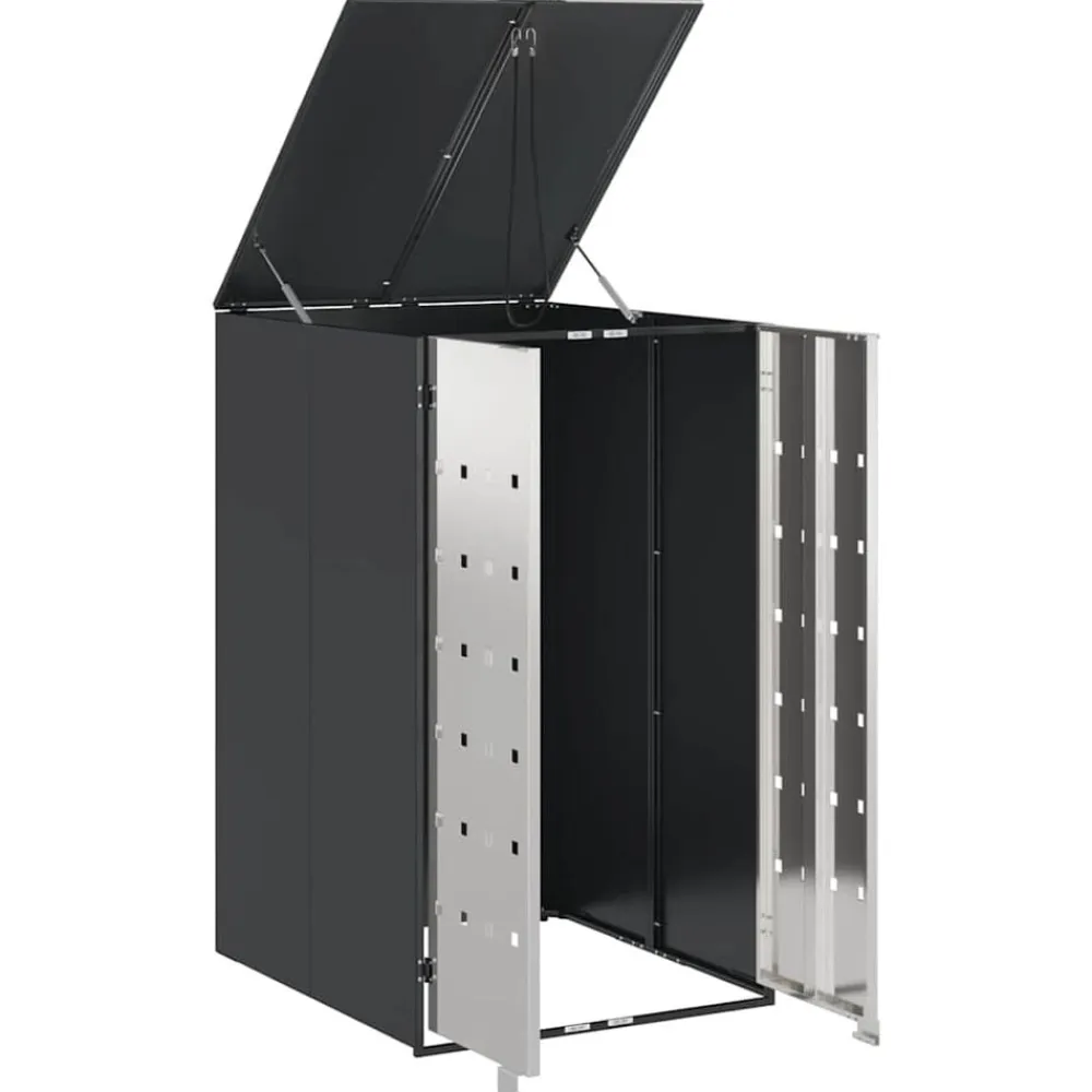 vidaXL Almacenamiento de Contenedor Rodante con Tapa Abatible a Gas para Contenedor de 240L