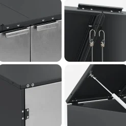 vidaXL Almacenamiento de Contenedor Rodante con Tapa Abatible a Gas para Contenedor de 240L