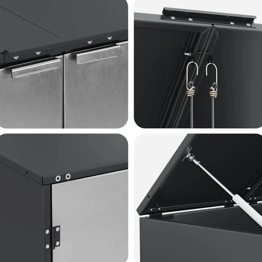vidaXL Almacenamiento de Contenedor Rodante con Tapa Abatible a Gas para Contenedor de 240L