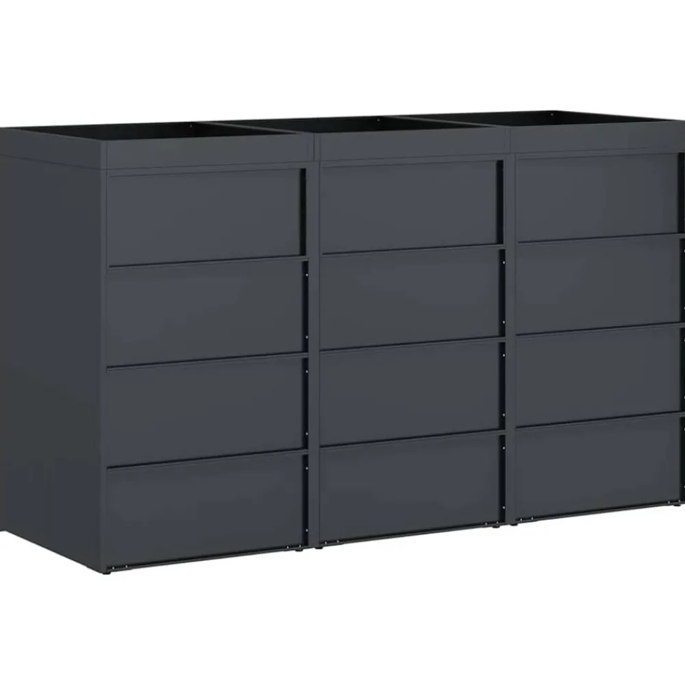 vidaXL Almacenamiento de cubos Wheelie para 3 cubos Antracita Acero