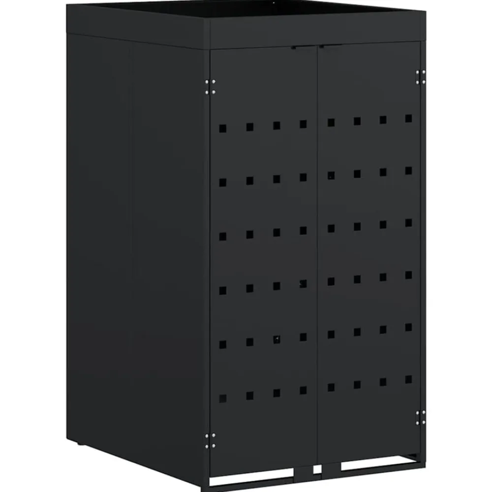 vidaXL Almacenamiento para Contenedor Rueda con Techo para Plantas para Contenedor de 240L Negro Clearance