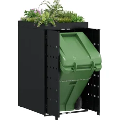 vidaXL Almacenamiento para Contenedor Rueda con Techo para Plantas para Contenedor de 240L Negro Clearance