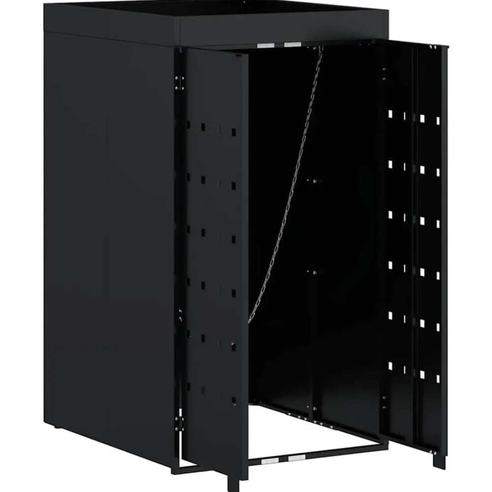 vidaXL Almacenamiento para Contenedor Rueda con Techo para Plantas para Contenedor de 240L Negro Clearance