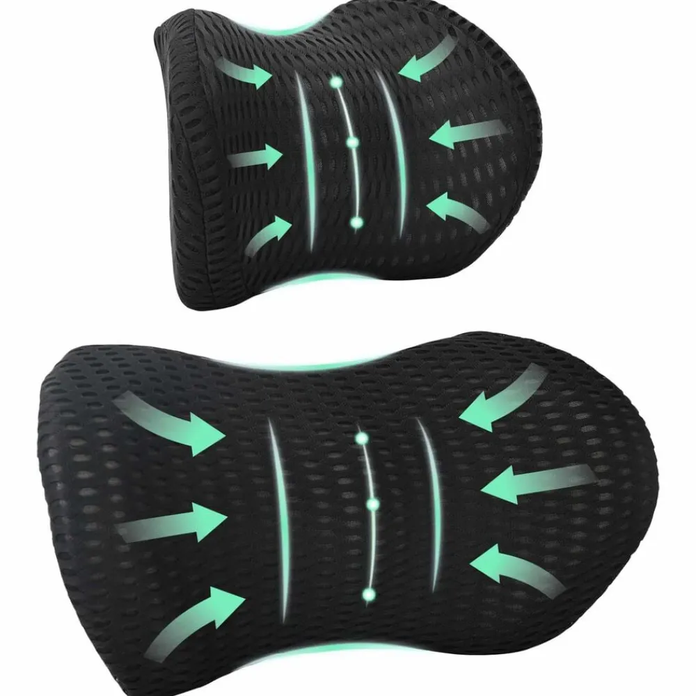 vidaXL Almohada cervical, Almohada lumbar Espuma Viscoelástica Negro Sale