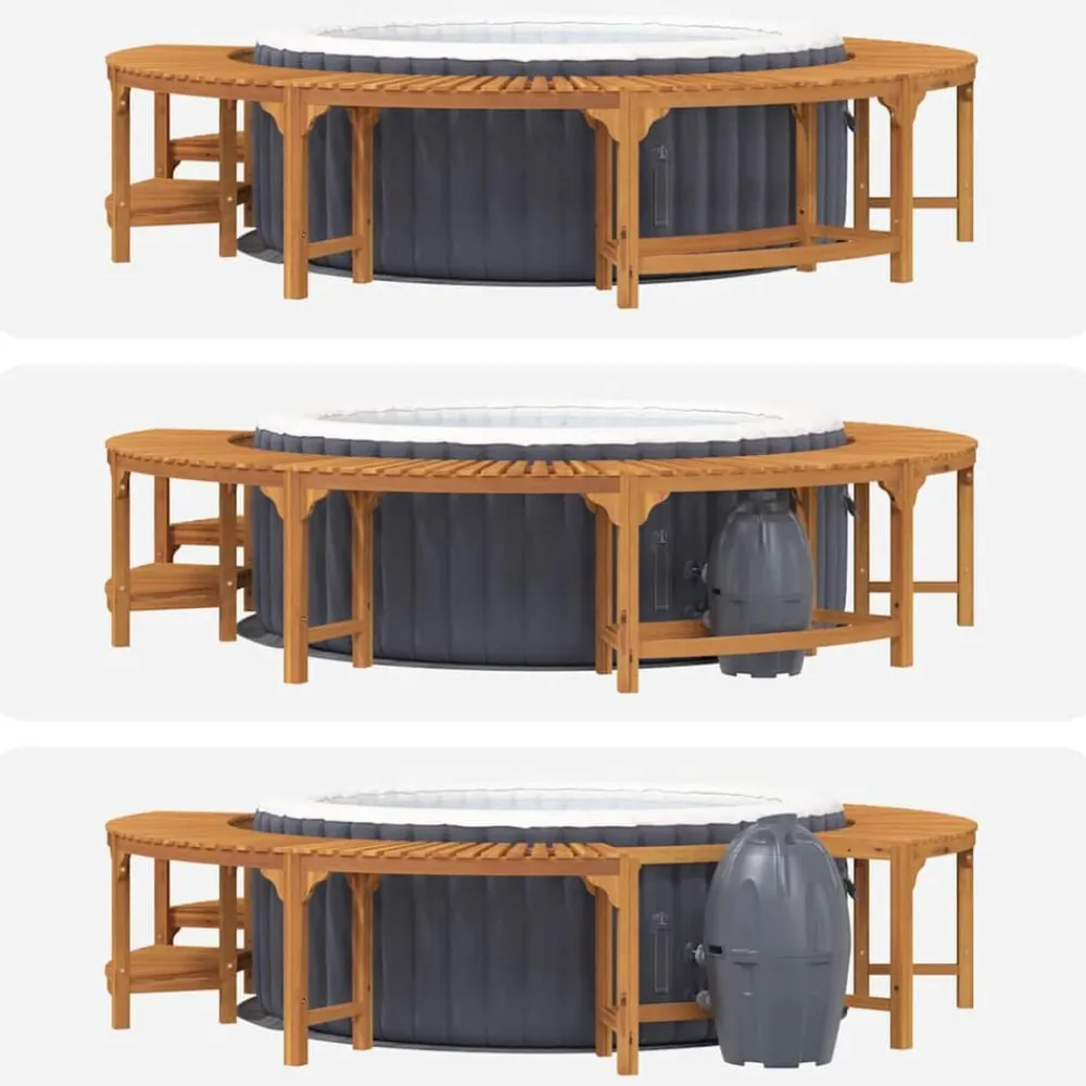 vidaXL Piscina Y Spa-Alrededor de Spa Marrón Ø255 x 55,5 cm Madera de Acacia Sólida