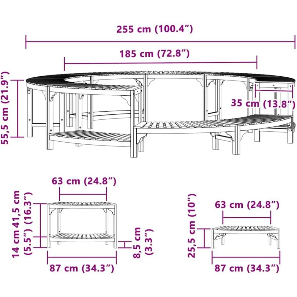 vidaXL Piscina Y Spa-Alrededor de Spa Marrón Ø255 x 55,5 cm Madera de Acacia Sólida