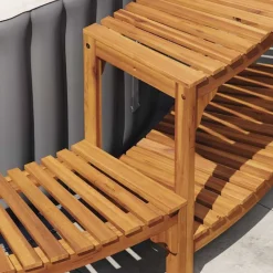 vidaXL Piscina Y Spa-Alrededor de Spa Marrón Ø255 x 55,5 cm Madera de Acacia Sólida