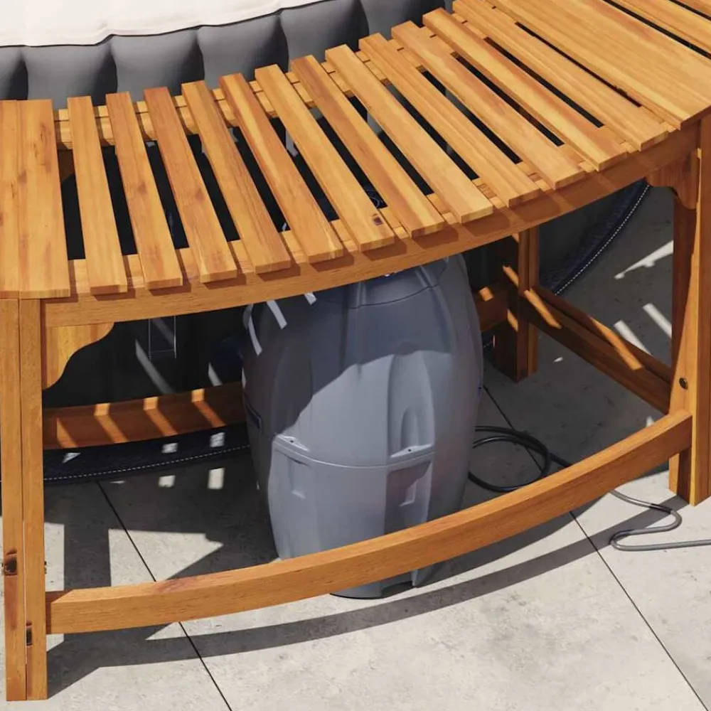 vidaXL Piscina Y Spa-Alrededor de Spa Marrón Ø255 x 55,5 cm Madera de Acacia Sólida