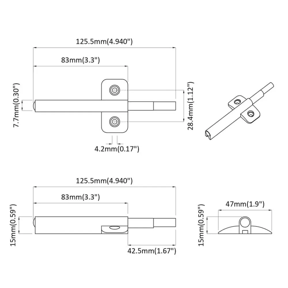 vidaXL Amortiguador de cierre suave 2 pcs Gris 125 x 47 x 15 mm PP