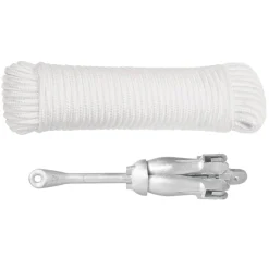 vidaXL Ancla plegable con cuerda hierro maleable plateado 2,5 kg Outlet