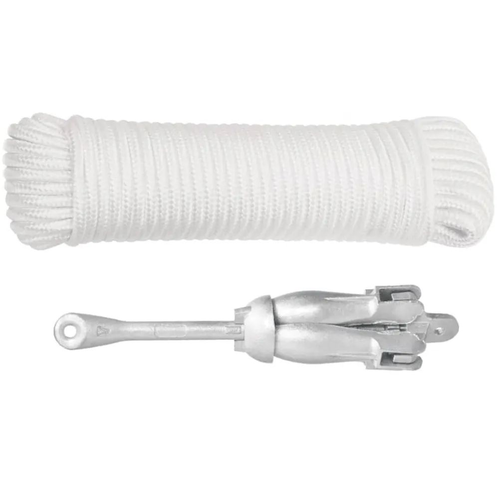 vidaXL Ancla plegable con cuerda hierro maleable plateado 2,5 kg Outlet