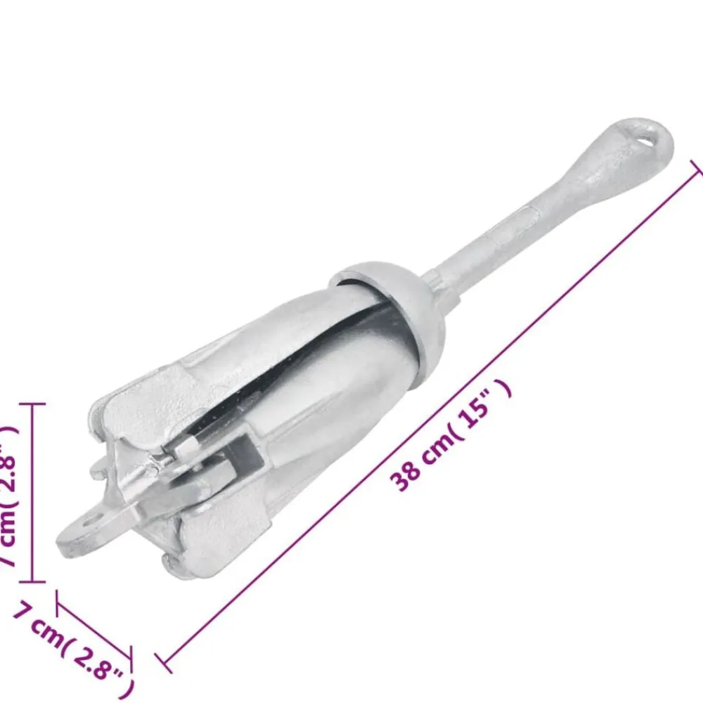 vidaXL Ancla plegable con cuerda hierro maleable plateado 2,5 kg Outlet