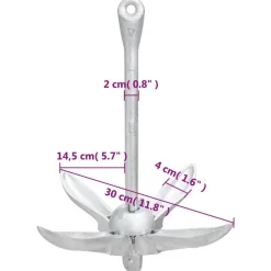 vidaXL Ancla plegable con cuerda hierro maleable plateado 2,5 kg Outlet
