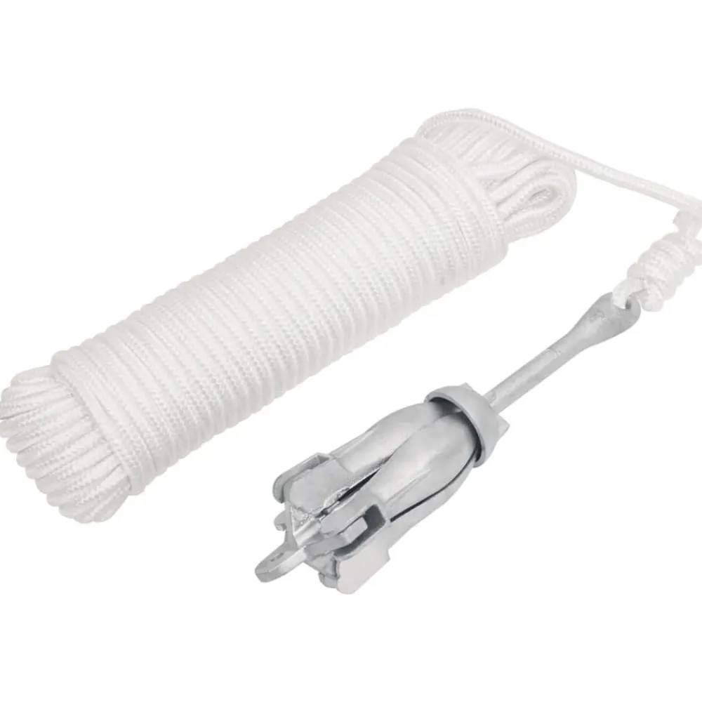 vidaXL Ancla plegable con cuerda hierro maleable plateado 1,5 kg Sale