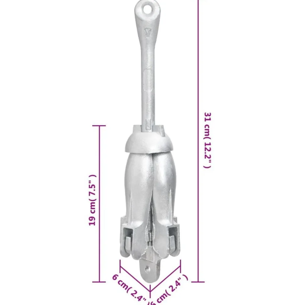 vidaXL Ancla plegable con cuerda hierro maleable plateado 1,5 kg Sale