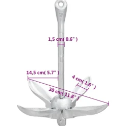vidaXL Ancla plegable con cuerda hierro maleable plateado 1,5 kg Sale