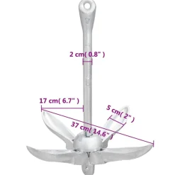 vidaXL Piezas Y Accesorios Para Vehículos-Ancla plegable con cuerda hierro maleable plateado 3,2 kg