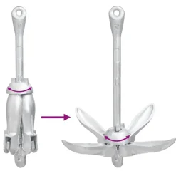 vidaXL Piezas Y Accesorios Para Vehículos-Ancla plegable con cuerda hierro maleable plateado 3,2 kg
