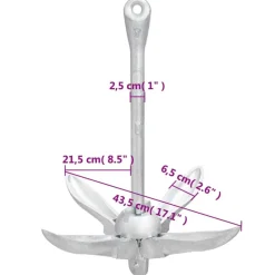 vidaXL Ancla plegable cuerda hierro fundido galvanizado plata 6 kg Sale