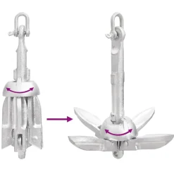 vidaXL Ancla plegable cuerda hierro fundido galvanizado plata 0,7 kg Outlet