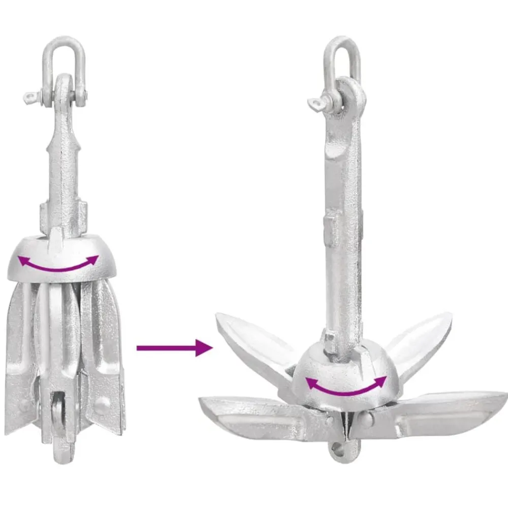 vidaXL Ancla plegable cuerda hierro fundido galvanizado plata 0,7 kg Outlet