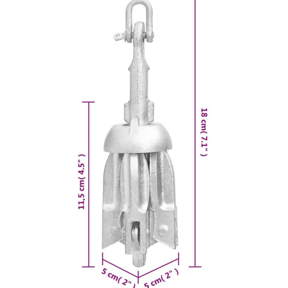 vidaXL Ancla plegable cuerda hierro fundido galvanizado plata 0,7 kg Outlet
