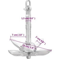 vidaXL Ancla plegable cuerda hierro fundido galvanizado plata 0,7 kg Outlet