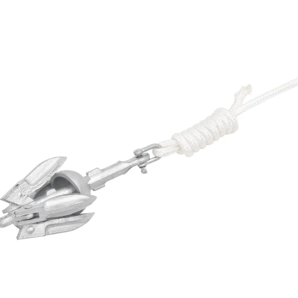 vidaXL Ancla plegable cuerda hierro fundido galvanizado plata 0,7 kg Outlet