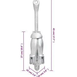 vidaXL Ancla plegable hierro maleable plateado 4 kg New