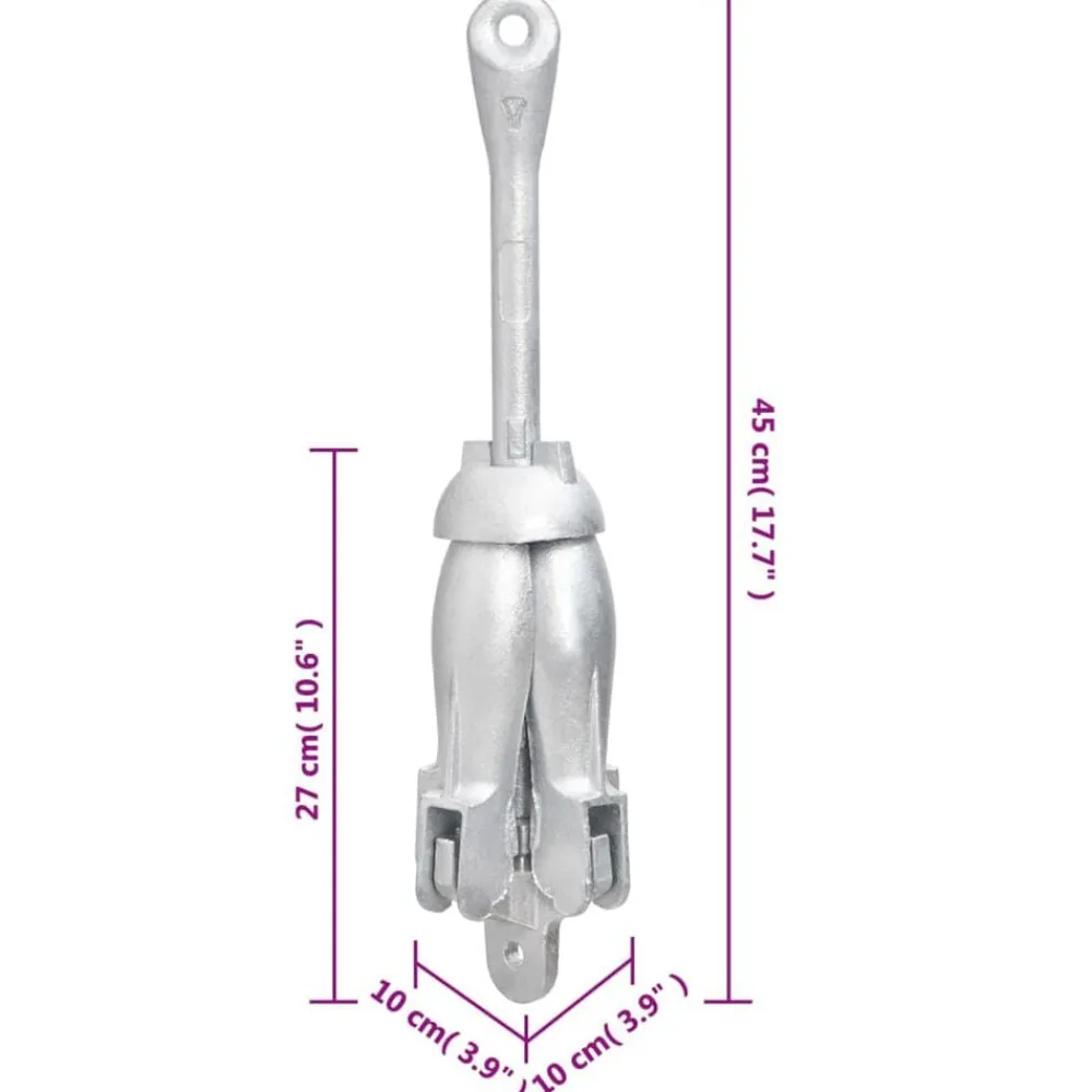 vidaXL Ancla plegable hierro maleable plateado 4 kg New