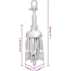 vidaXL Piezas Y Accesorios Para Vehículos-Ancla plegable hierro fundido galvanizado caliente plata 0,7 kg