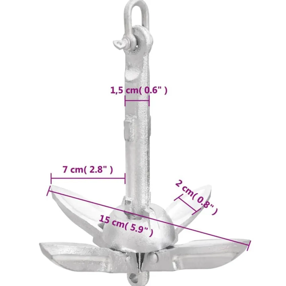 vidaXL Piezas Y Accesorios Para Vehículos-Ancla plegable hierro fundido galvanizado caliente plata 0,7 kg