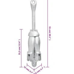 vidaXL Piezas Y Accesorios Para Vehículos-Ancla plegable hierro maleable plateado 6 kg
