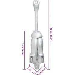 vidaXL Piezas Y Accesorios Para Vehículos-Ancla plegable hierro maleable plateado 3,2 kg