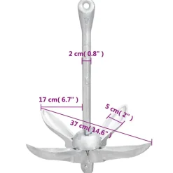 vidaXL Piezas Y Accesorios Para Vehículos-Ancla plegable hierro maleable plateado 3,2 kg