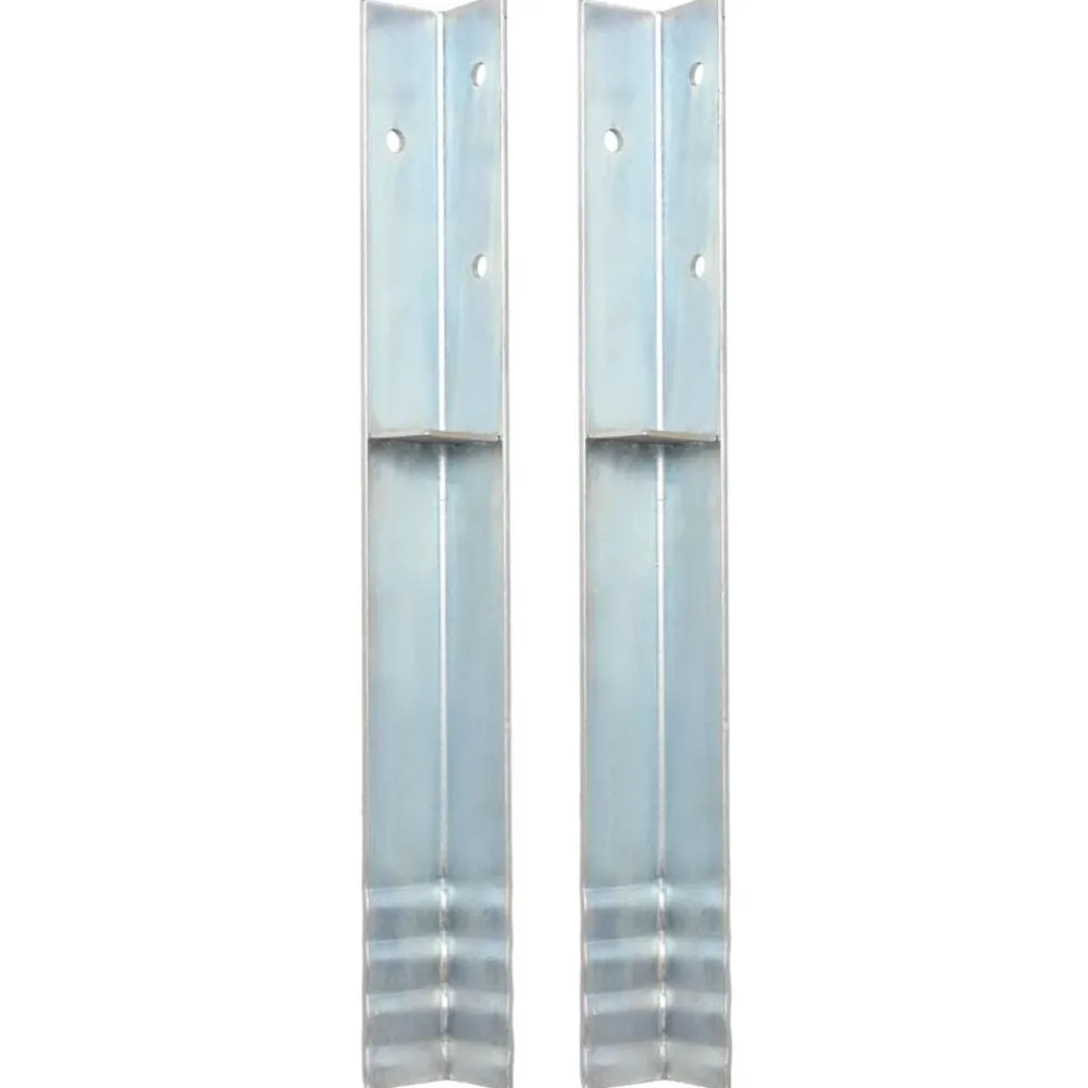 vidaXL Accesorios De Bricolaje-Anclaje de tierra forma de L 2 uds acero galvanizado 5x5x50 cm