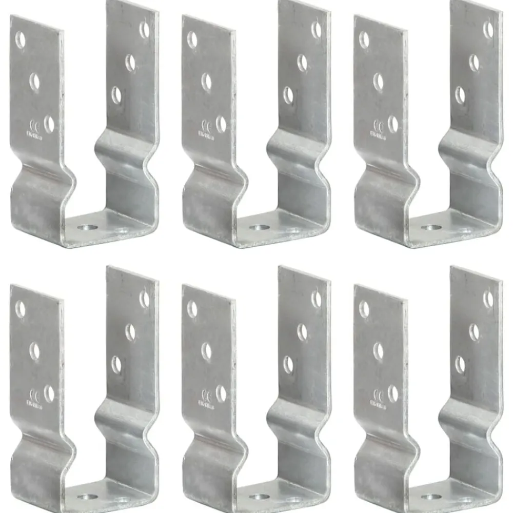 vidaXL Accesorios De Bricolaje-Anclajes de valla 6 uds acero galvanizado plateado 7x6x15 cm