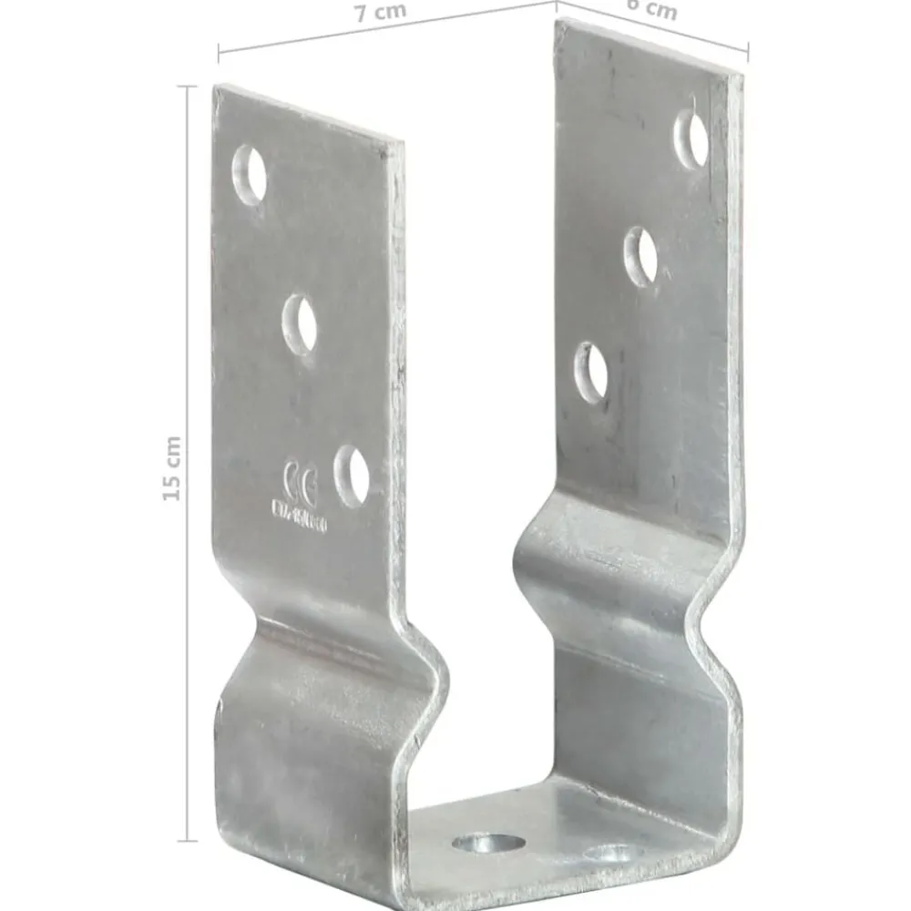 vidaXL Accesorios De Bricolaje-Anclajes de valla 6 uds acero galvanizado plateado 7x6x15 cm