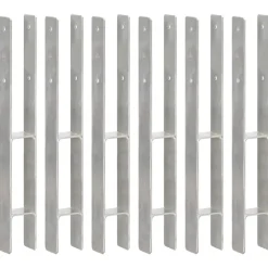 vidaXL Accesorios De Bricolaje-Anclajes de valla 6 uds acero galvanizado plateado 7x6x60 cm