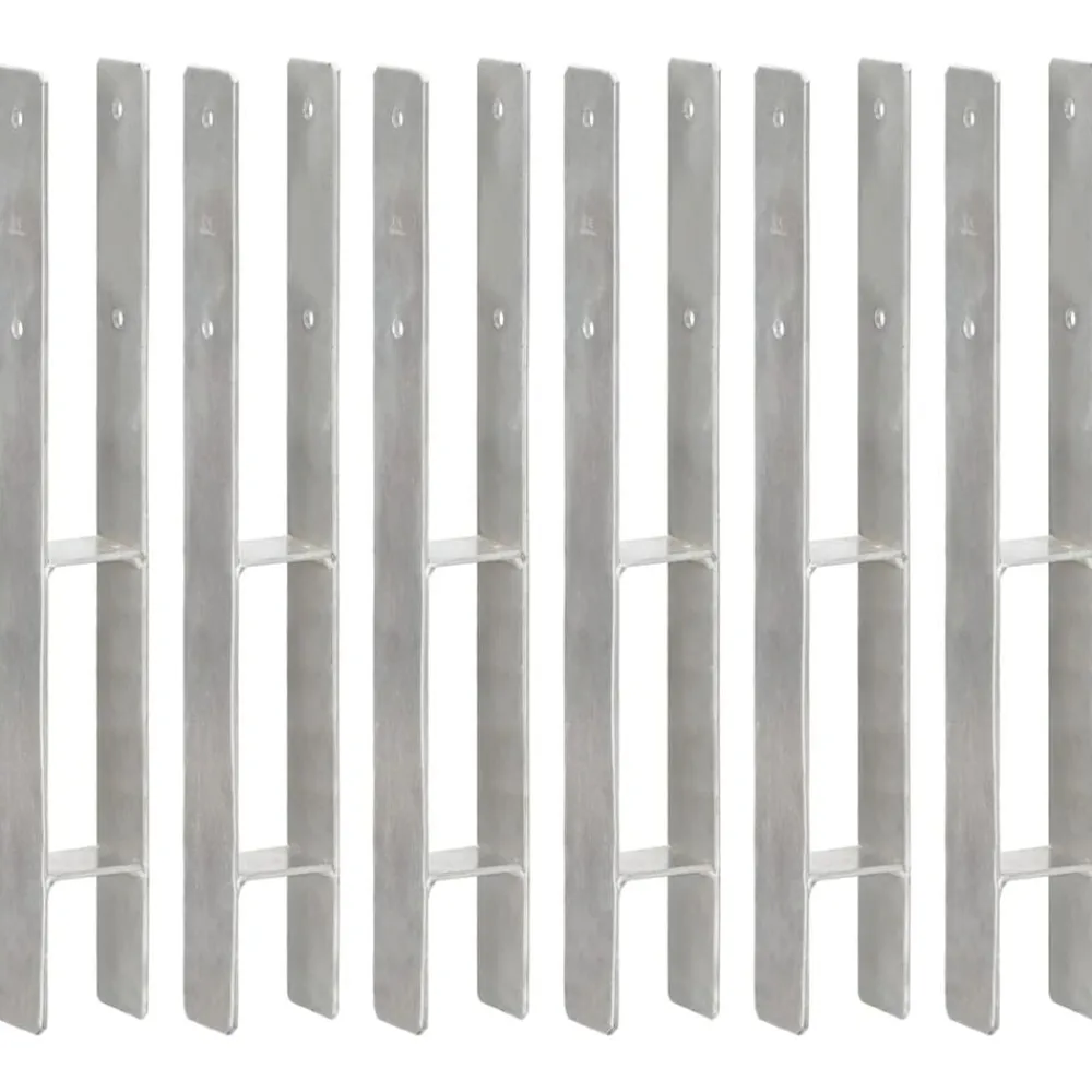 vidaXL Accesorios De Bricolaje-Anclajes de valla 6 uds acero galvanizado plateado 7x6x60 cm